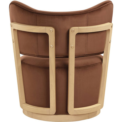 Elara Cognac Velvet Upholstered Swivel Accent Chair