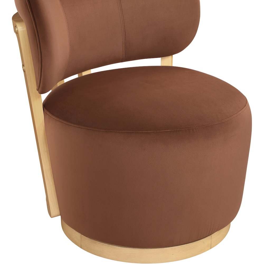 Elara Cognac Velvet Upholstered Swivel Accent Chair