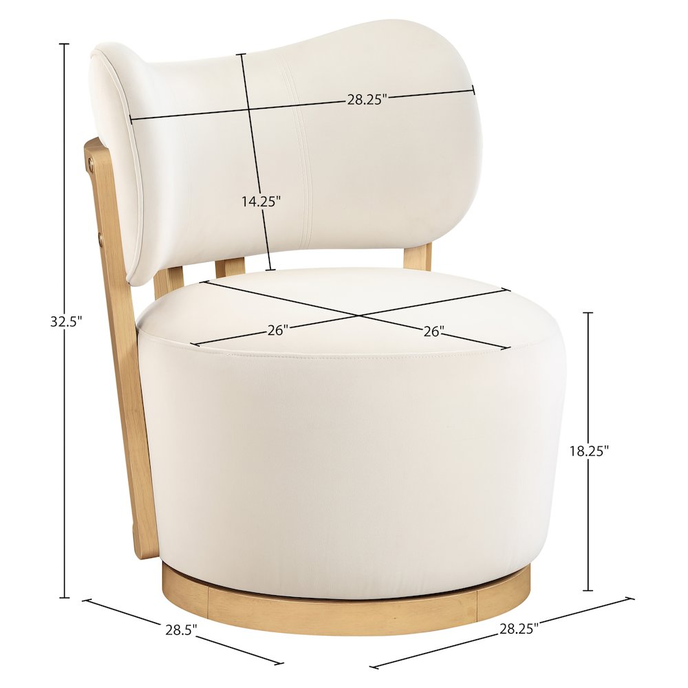 Elara Cream Velvet Upholstered Swivel Accent Chair