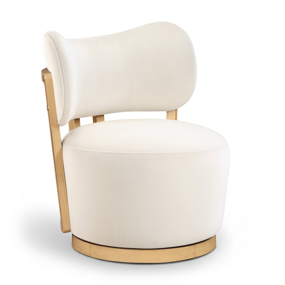 Elara Cream Velvet Upholstered Swivel Accent Chair