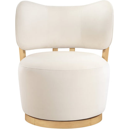 Elara Cream Velvet Upholstered Swivel Accent Chair