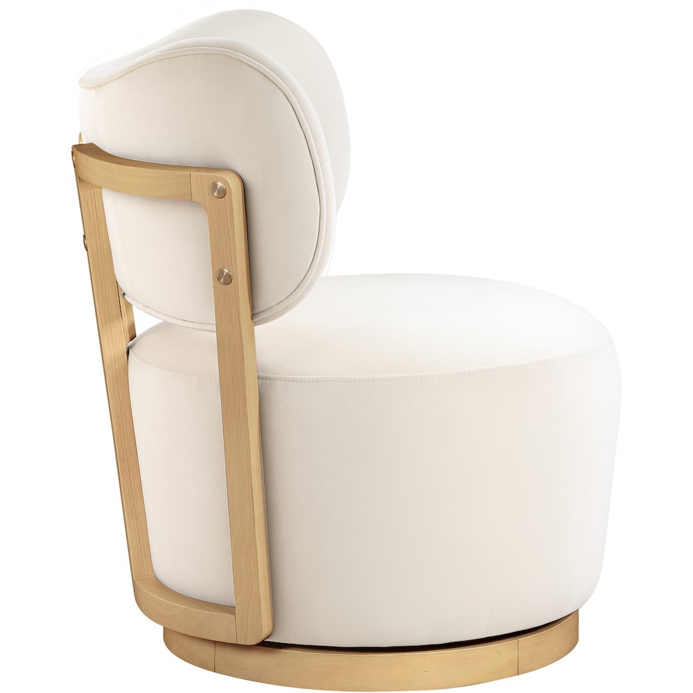 Elara Cream Velvet Upholstered Swivel Accent Chair