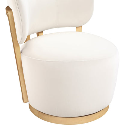 Elara Cream Velvet Upholstered Swivel Accent Chair