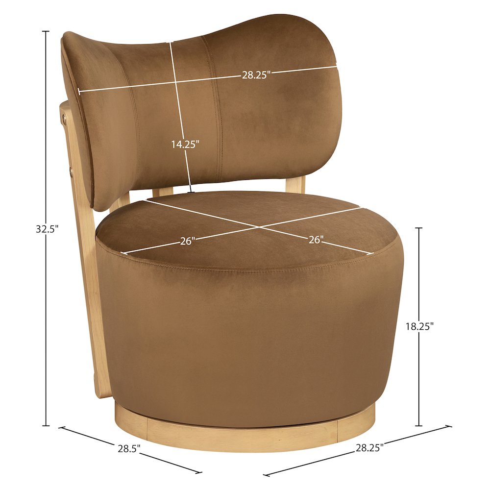 Elara Saddle Velvet Upholstered Swivel Accent Chair