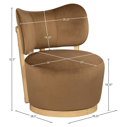 Elara Saddle Velvet Upholstered Swivel Accent Chair
