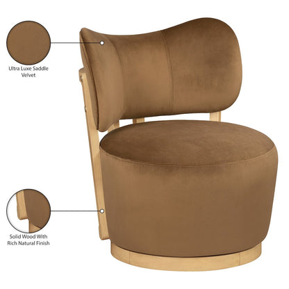 Elara Saddle Velvet Upholstered Swivel Accent Chair