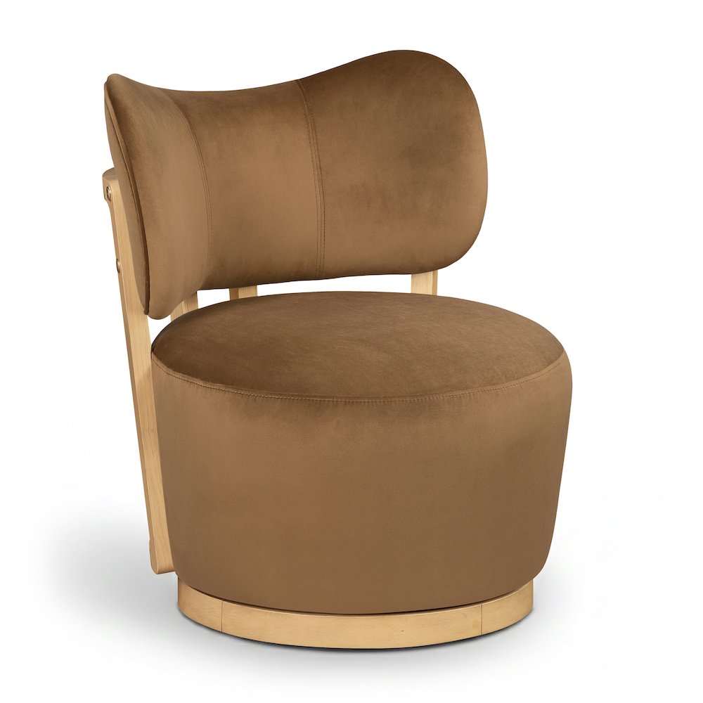 Elara Saddle Velvet Upholstered Swivel Accent Chair