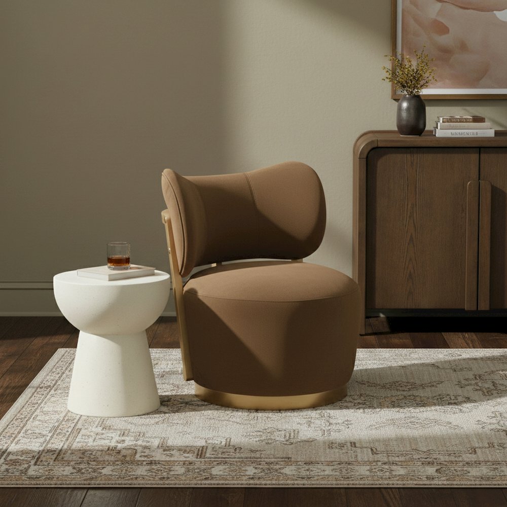 Elara Saddle Velvet Upholstered Swivel Accent Chair