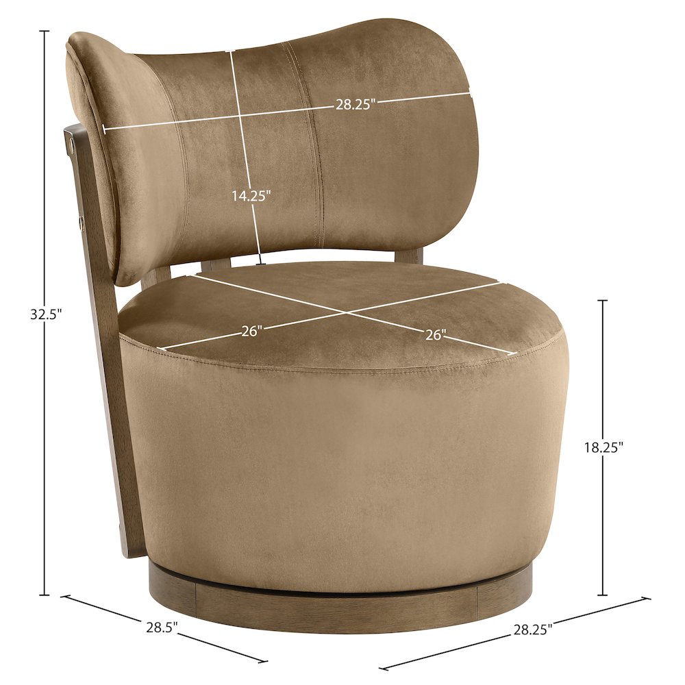 Elara Beige Velvet Upholstered Swivel Accent Chair