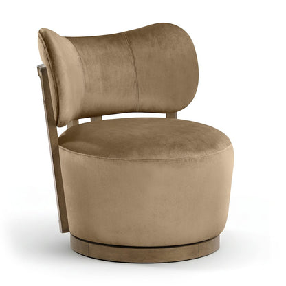 Elara Beige Velvet Upholstered Swivel Accent Chair