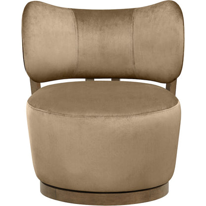 Elara Beige Velvet Upholstered Swivel Accent Chair