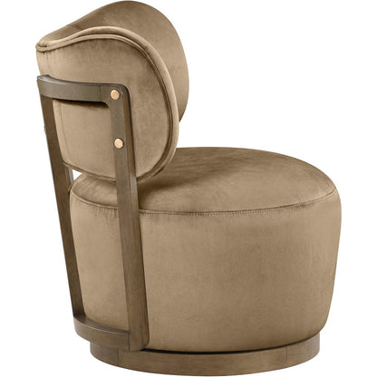 Elara Beige Velvet Upholstered Swivel Accent Chair