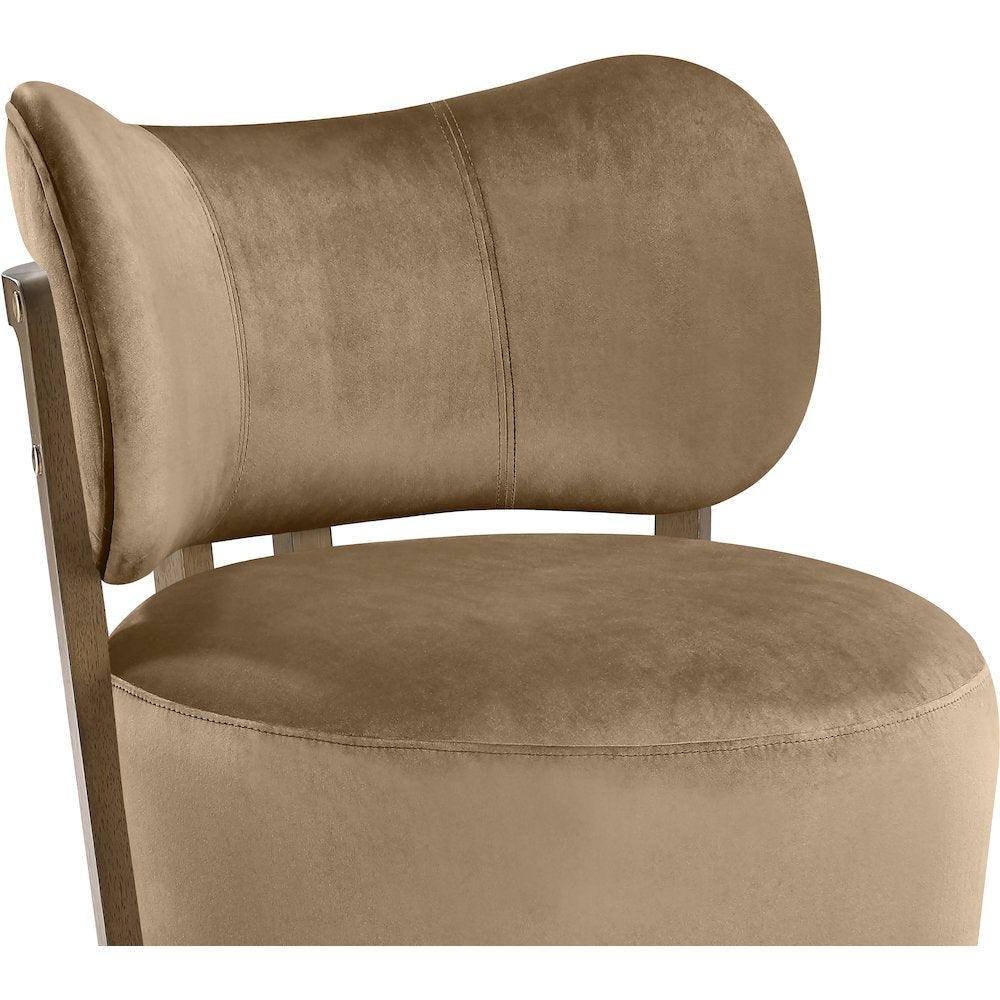 Elara Beige Velvet Upholstered Swivel Accent Chair