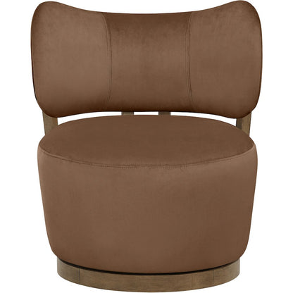 Elara Brown Velvet Upholstered Swivel Accent Chair