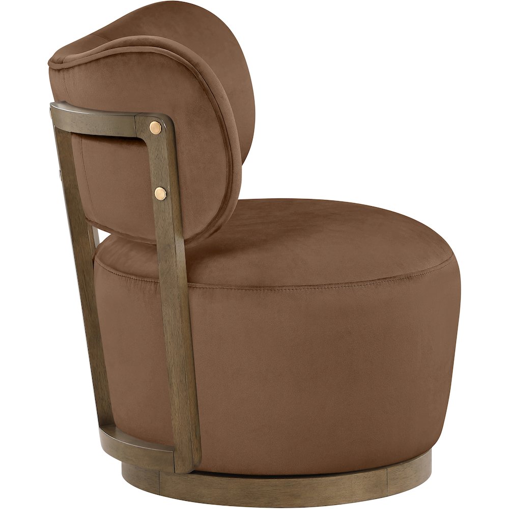 Elara Brown Velvet Upholstered Swivel Accent Chair
