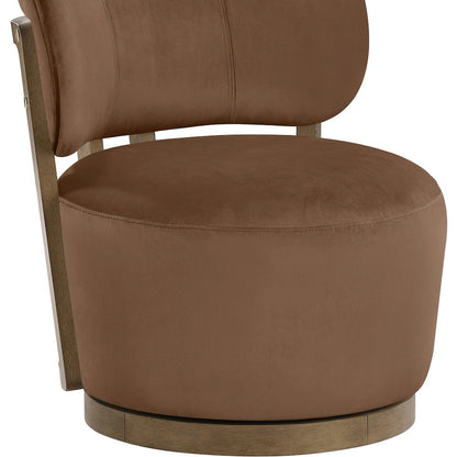 Elara Brown Velvet Upholstered Swivel Accent Chair