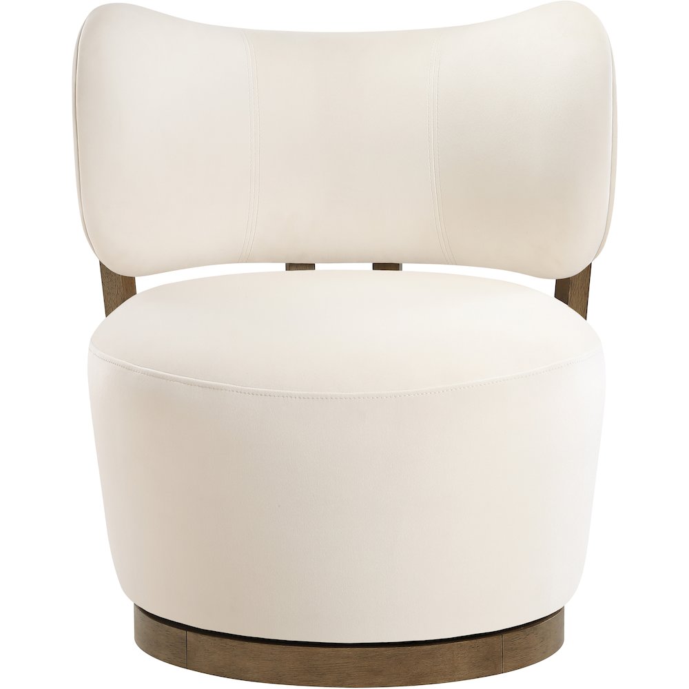 Elara Cream Velvet Upholstered Swivel Accent Chair