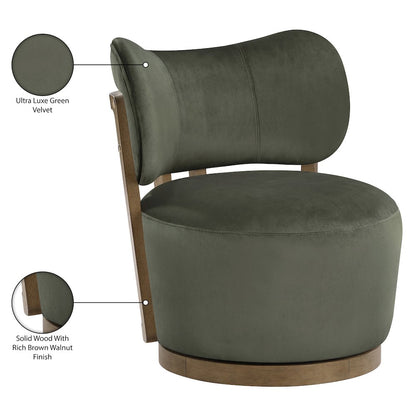 Elara Green Velvet Upholstered Swivel Accent Chair