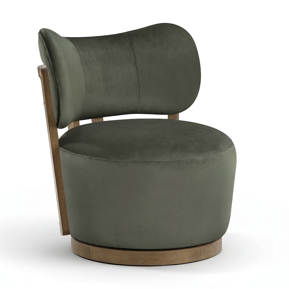 Elara Green Velvet Upholstered Swivel Accent Chair