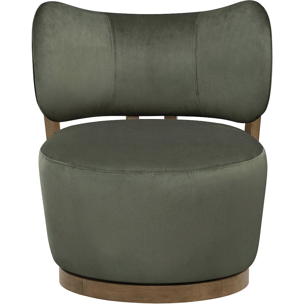 Elara Green Velvet Upholstered Swivel Accent Chair