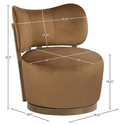 Elara Saddle Velvet Upholstered Swivel Accent Chair