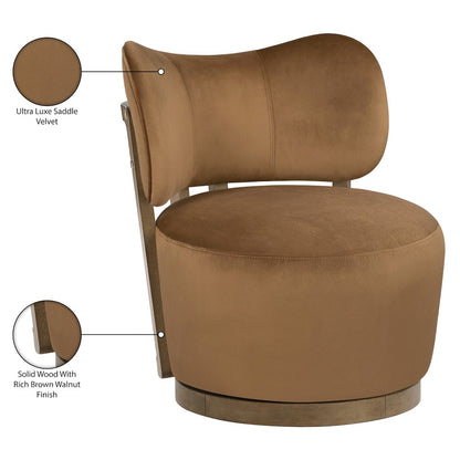 Elara Saddle Velvet Upholstered Swivel Accent Chair