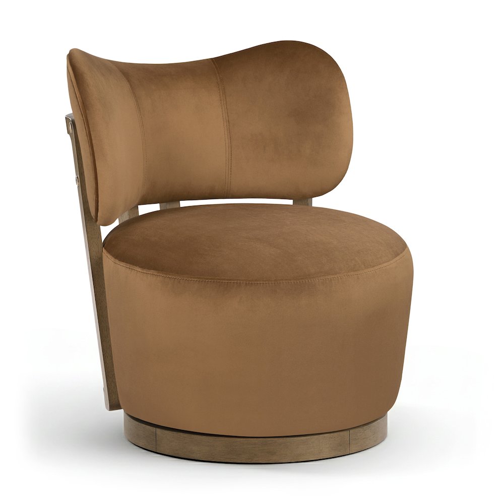 Elara Saddle Velvet Upholstered Swivel Accent Chair