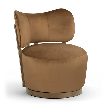 Elara Saddle Velvet Upholstered Swivel Accent Chair