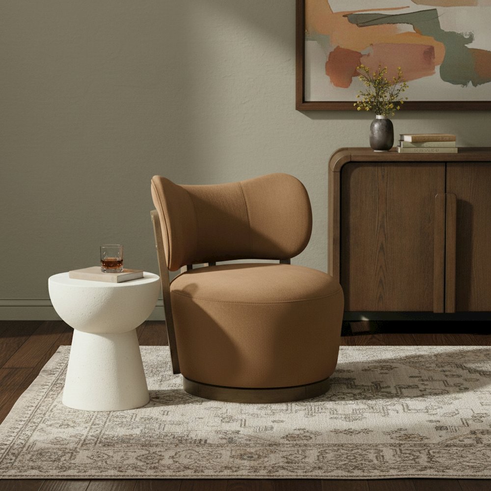 Elara Saddle Velvet Upholstered Swivel Accent Chair