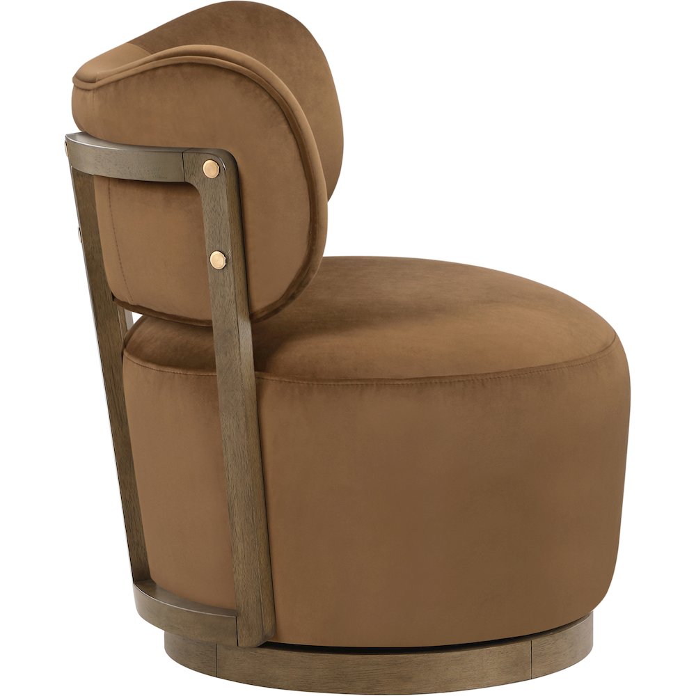 Elara Saddle Velvet Upholstered Swivel Accent Chair