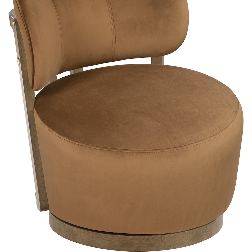 Elara Saddle Velvet Upholstered Swivel Accent Chair