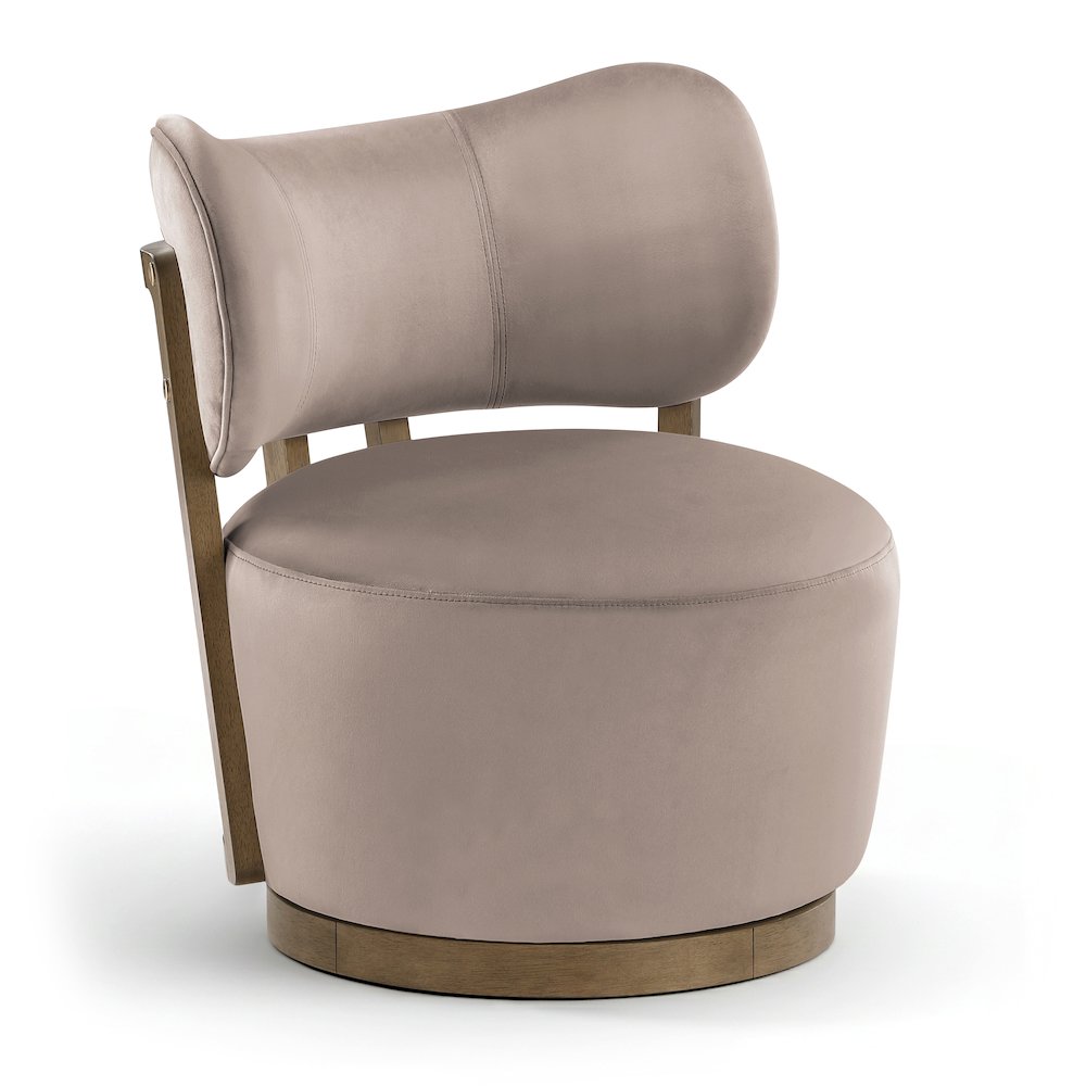 Elara Taupe Velvet Upholstered Swivel Accent Chair
