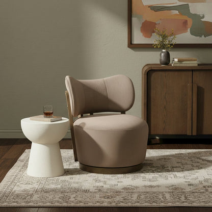 Elara Taupe Velvet Upholstered Swivel Accent Chair