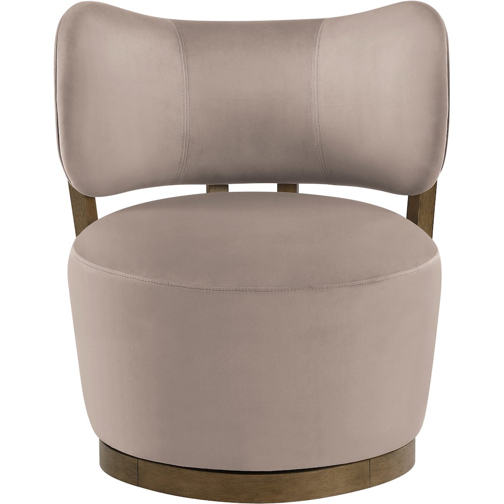 Elara Taupe Velvet Upholstered Swivel Accent Chair