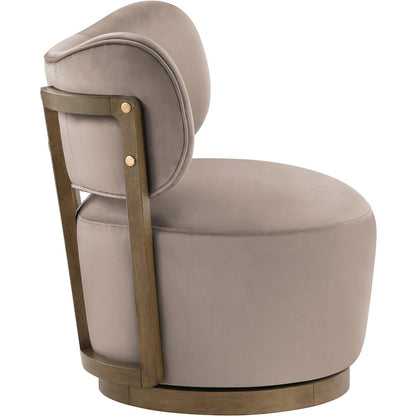 Elara Taupe Velvet Upholstered Swivel Accent Chair