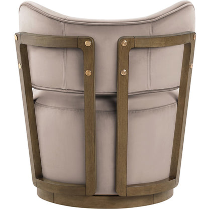 Elara Taupe Velvet Upholstered Swivel Accent Chair