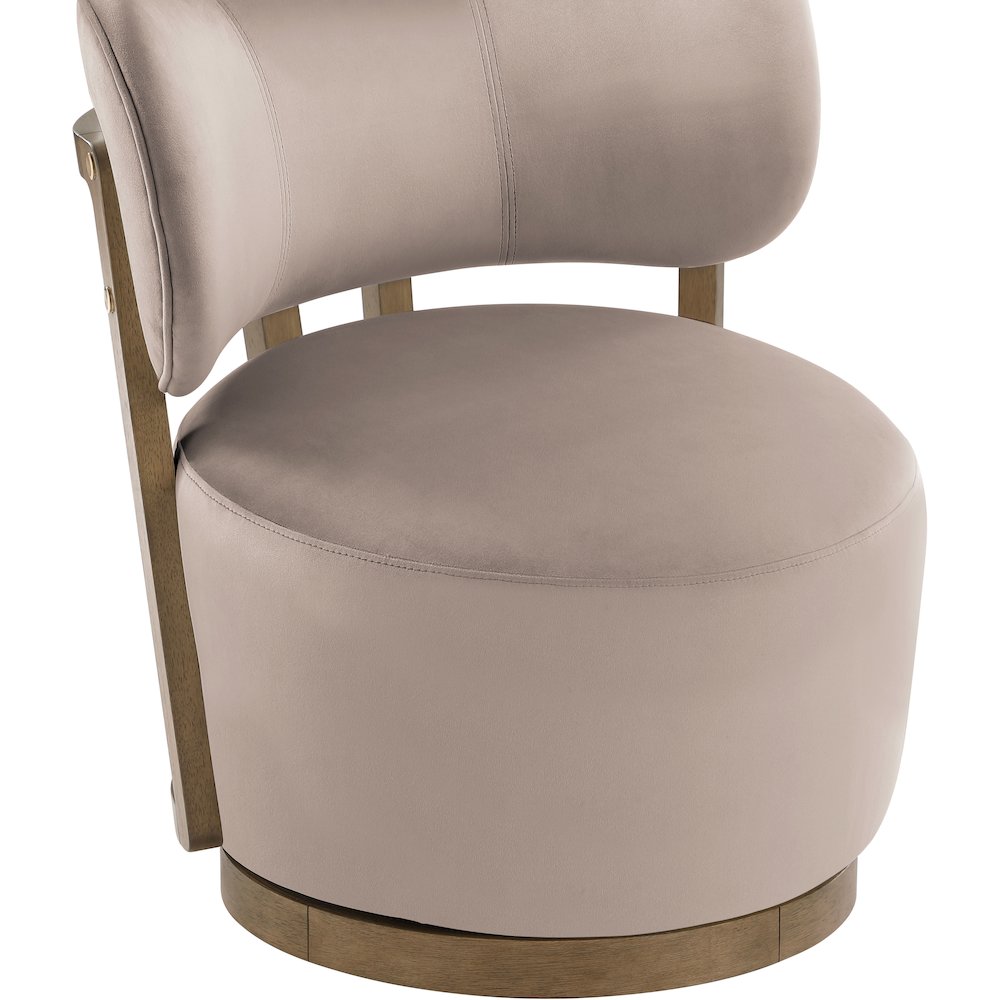 Elara Taupe Velvet Upholstered Swivel Accent Chair