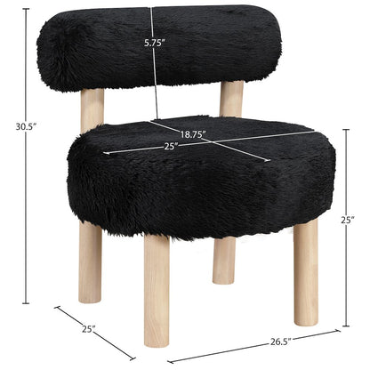 Ambre Black Vegan Shearling Fabric Upholstered Accent Chair