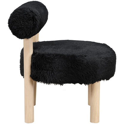 Ambre Black Vegan Shearling Fabric Upholstered Accent Chair