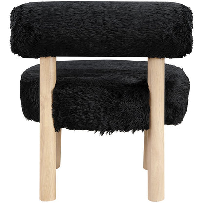Ambre Black Vegan Shearling Fabric Upholstered Accent Chair