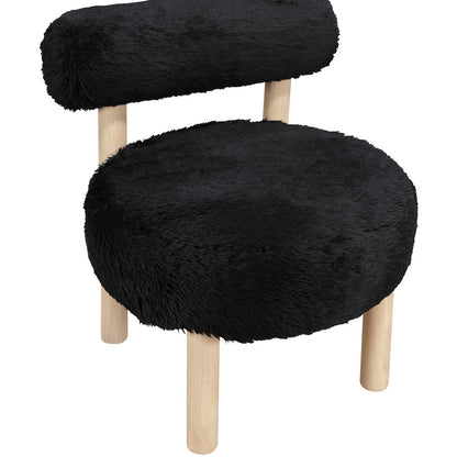 Ambre Black Vegan Shearling Fabric Upholstered Accent Chair