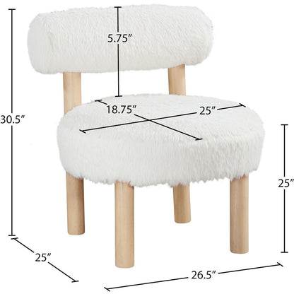 Ambre Cream Vegan Shearling Fabric Upholstered Accent Chair