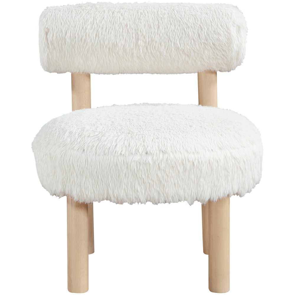 Ambre Cream Vegan Shearling Fabric Upholstered Accent Chair