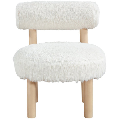 Ambre Cream Vegan Shearling Fabric Upholstered Accent Chair