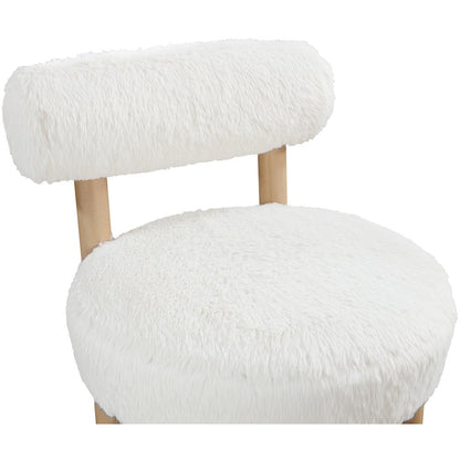 Ambre Cream Vegan Shearling Fabric Upholstered Accent Chair