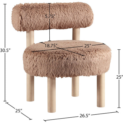 Ambre Tan Vegan Shearling Fabric Upholstered Accent Chair
