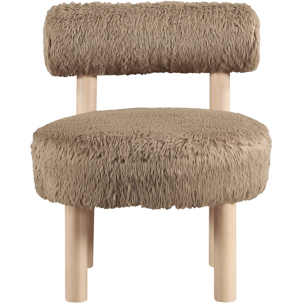 Ambre Tan Vegan Shearling Fabric Upholstered Accent Chair