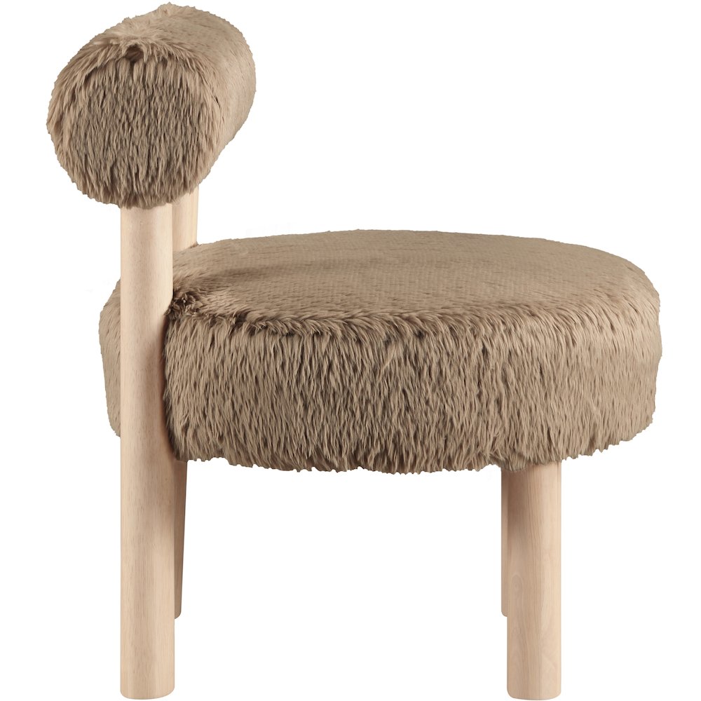 Ambre Tan Vegan Shearling Fabric Upholstered Accent Chair