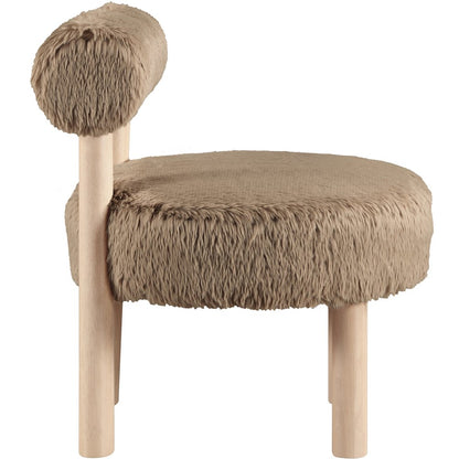 Ambre Tan Vegan Shearling Fabric Upholstered Accent Chair