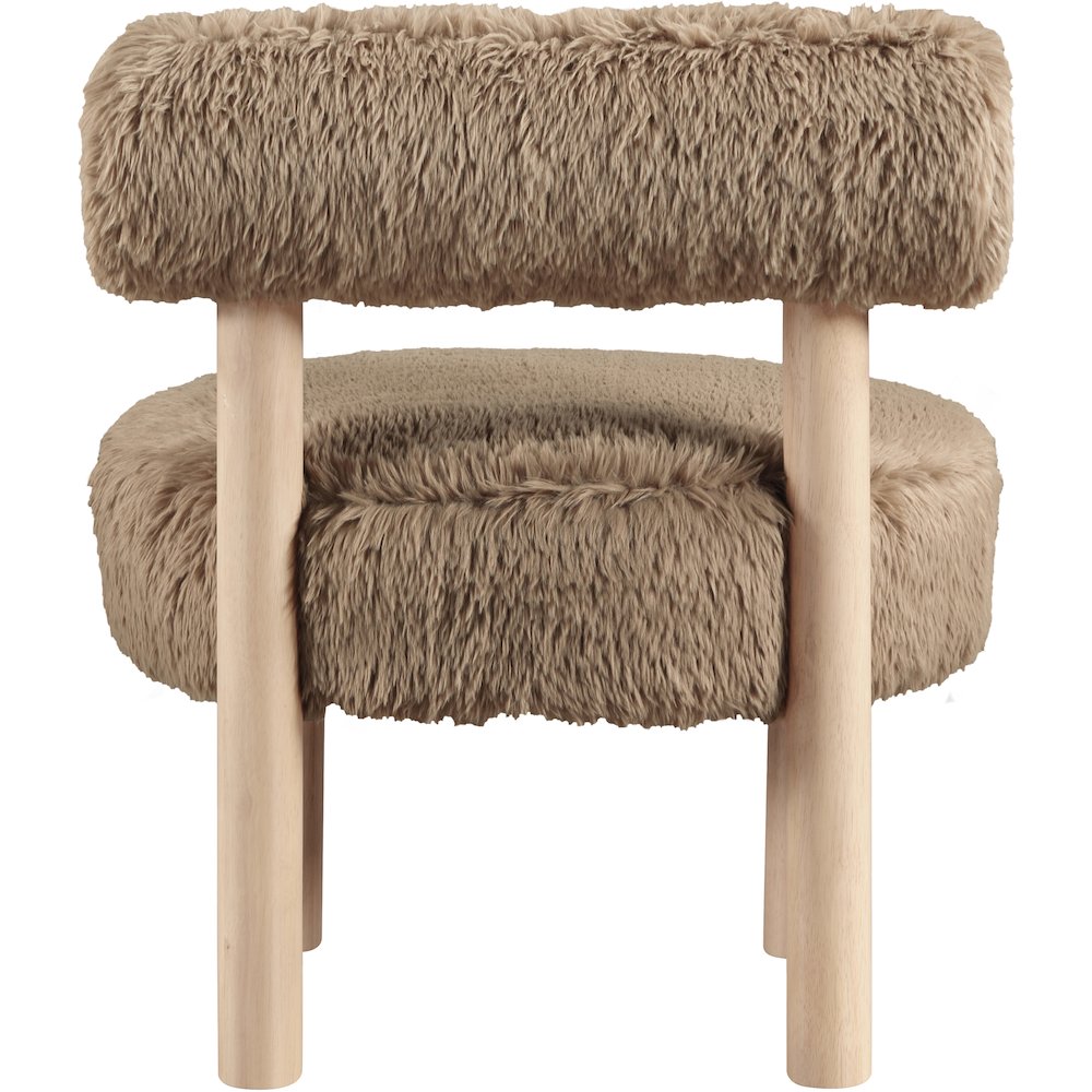 Ambre Tan Vegan Shearling Fabric Upholstered Accent Chair